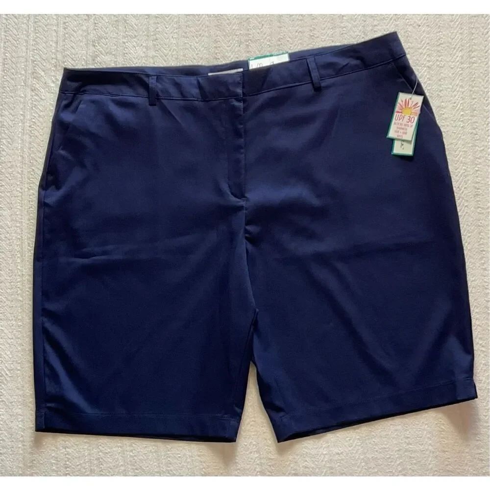 LILLIE GREEN WOMENS 20W NAVY GOLF SHORTS